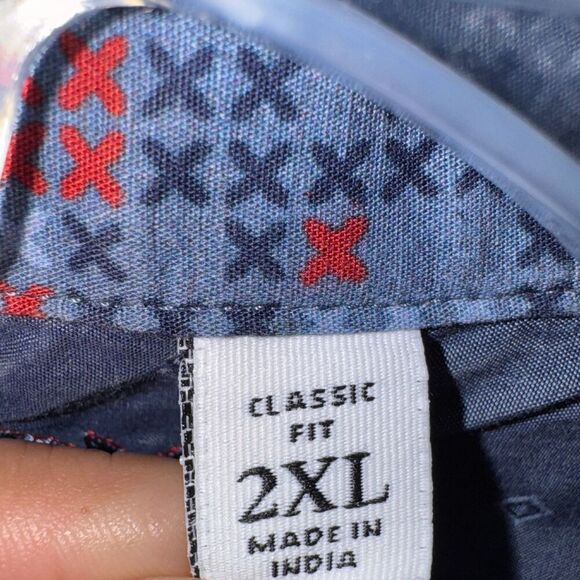 Robert Graham Mens 2XL Blue Geometric Chambray Shirt Classic Fit Button Down - Picture 3 of 6